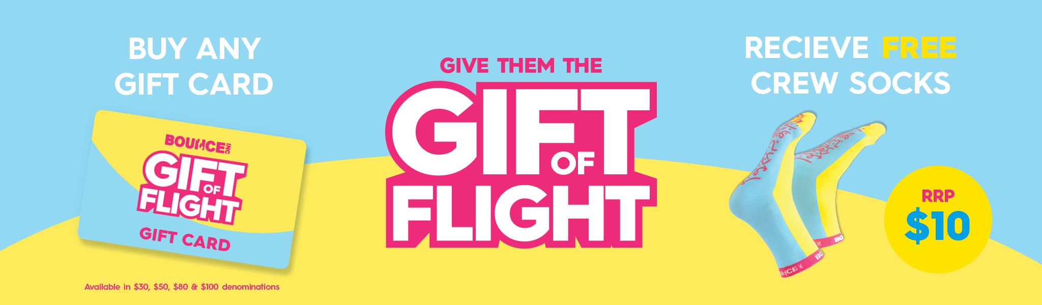 Give the Gift of Flight. Buy any gift card, receive free crew socks valued at $10