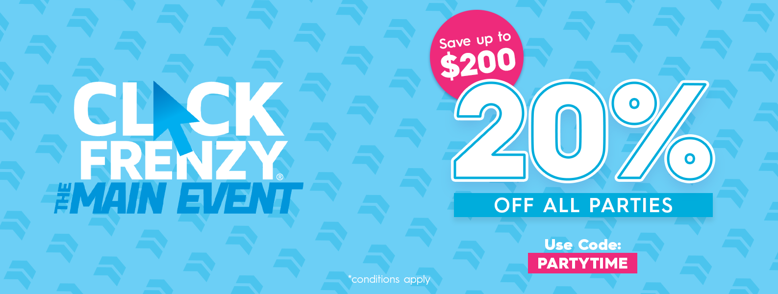 20% off parties. Save up to $200. USe code PARTYTIME