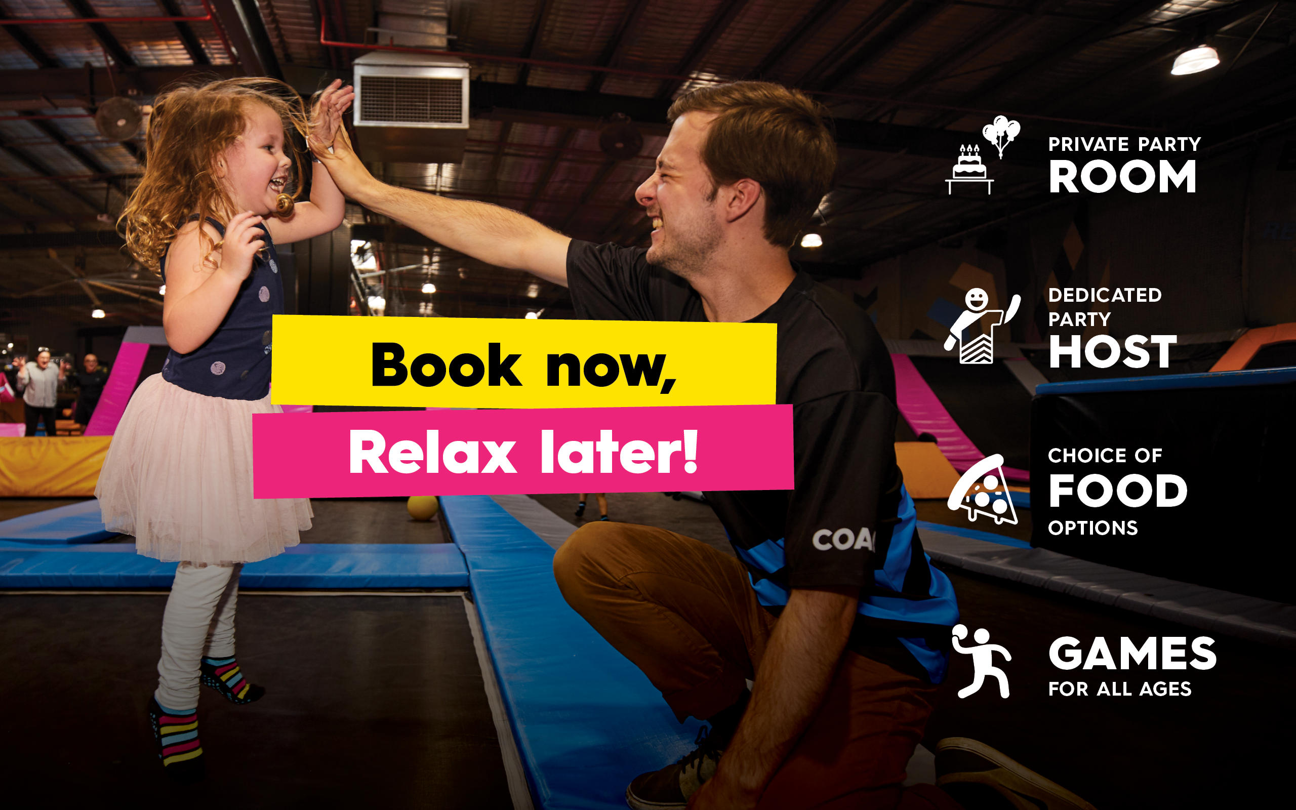 Book now, relax later from. Private party room, dedicated party host, choice of food options and games for all ages