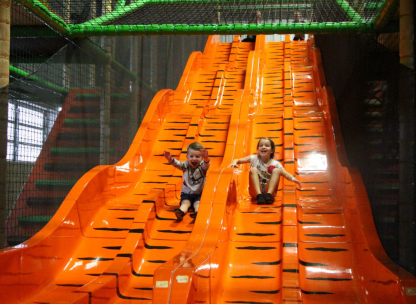 Kids on the Playland slide